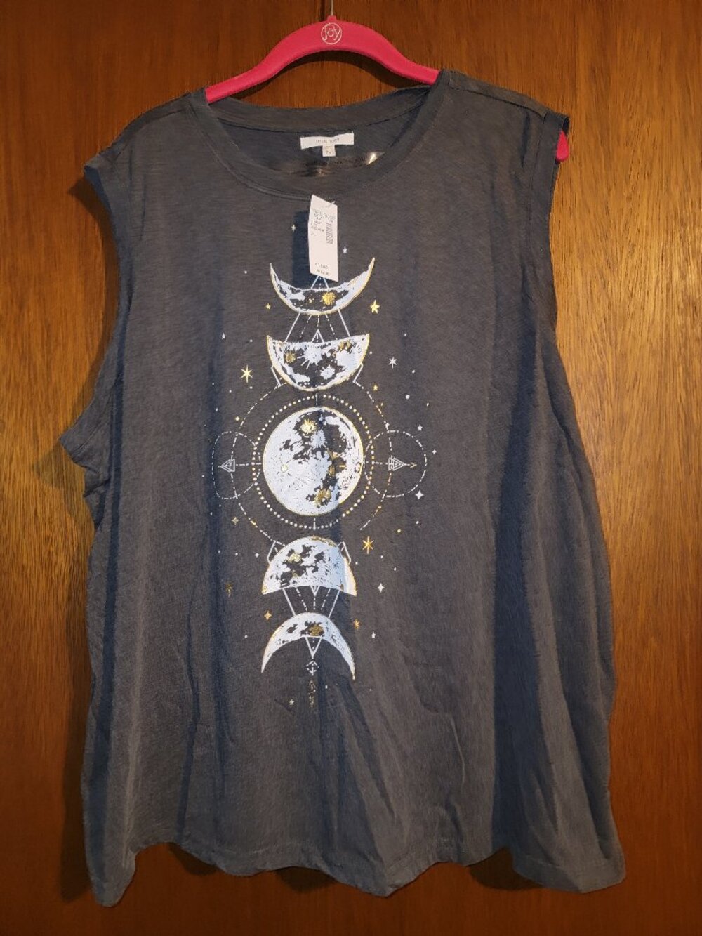 Maurices Plus Size Celestial Graphic Tank Top 2x Black Metallic Gold Moon Phase - Picture 1 of 8